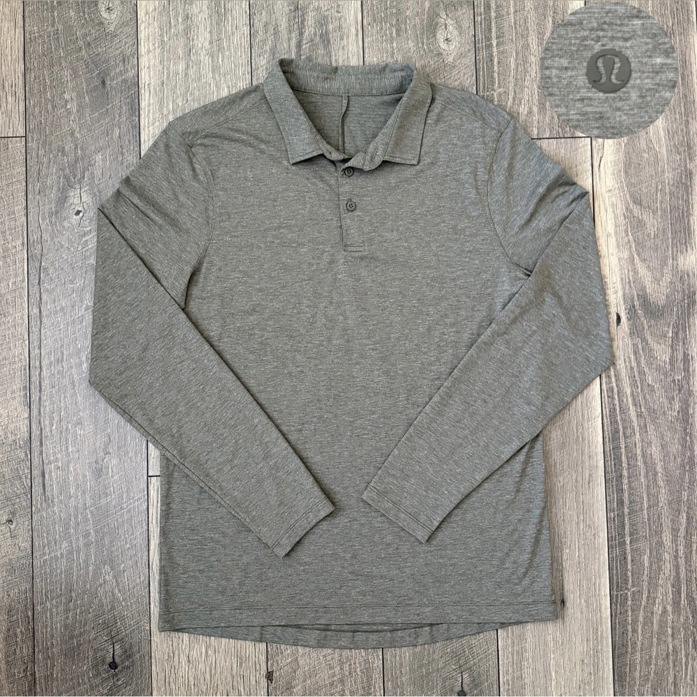Lululemon Evolution Long Sleeve Polo Shirt Size Large Sage Green Heather LM3EQJS